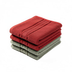 Akiko Home 100% Cotton Essential Series Hand Towels 800 Gsm | Soft, Absorbent & Durable, Cotton Hand Towel For Bathroom Use, Gentle On Skin- Pack Of 4 (Maroon & Green)