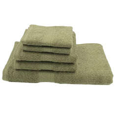 Patpug 100% Indian Cotton Plush Towel Set 1200 Gsm | Highly Absorbent, Fade Resistant, Quick Drying (Olive Green) - 5 Piece