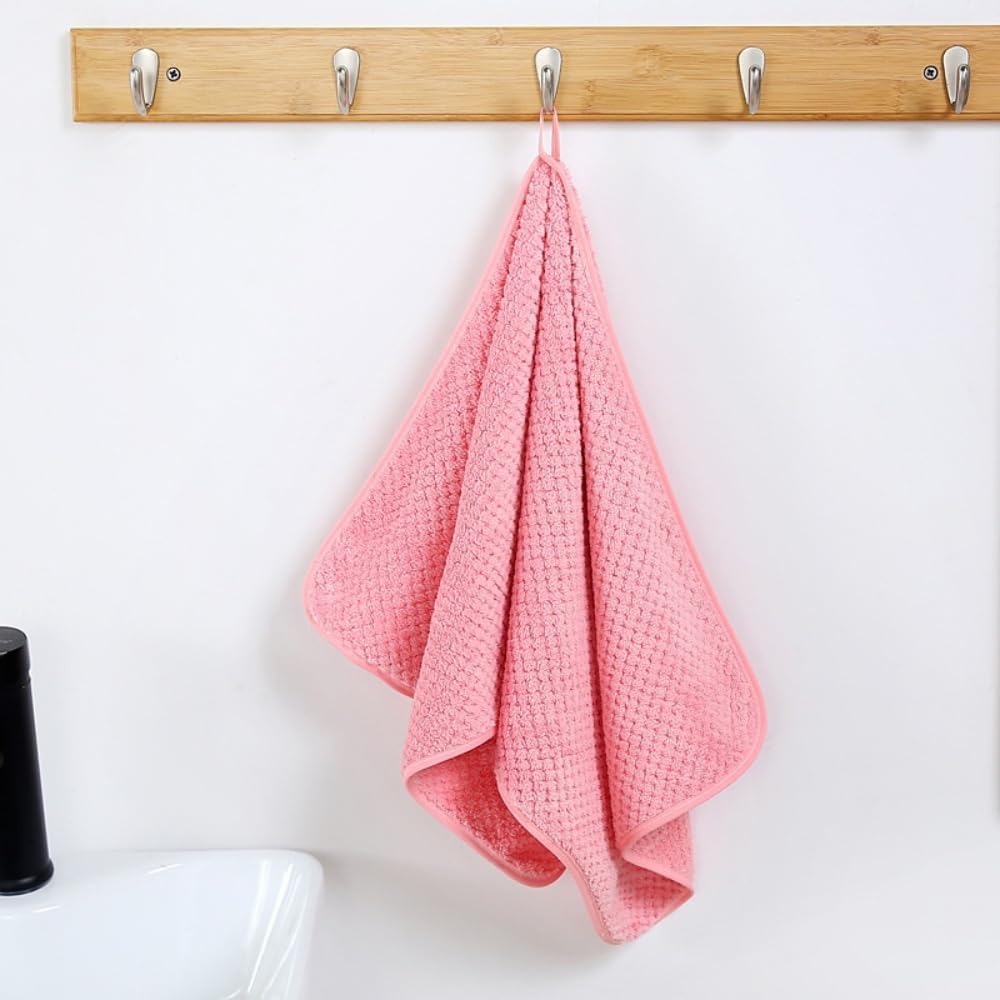 Linear Microfiber Hand Towel 240 Gsm | Highly Absorbent Hand Towels For Bathroom Soft Hand Microfiber Towel For Men & Women (Pink)- Pack Of 2