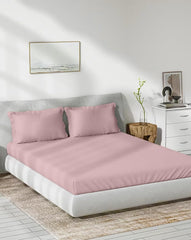 Bamboo Elastic Fitted Bedsheet With 2 Pillow Cover - 48 X 78 Inches, Cameo Rose | Soft, Breathable & Eco-Friendly | Perfect Gifting Festival, Housewarming, Anniversaries