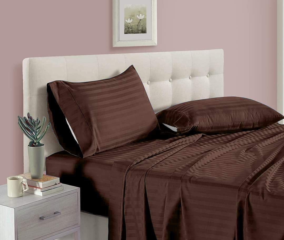 Cotton Bedsheet For Double Bed Queen Size - 90 X 100 Inches, Coffee With 2 Pillow Covers | 350 Thread Count | Premium Comfort Bedsheets For Home, Hotels & Guest House