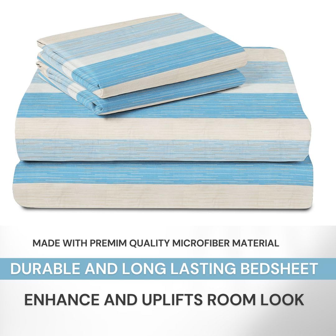 100% Cotton Double Bed Bedsheet Set With 2 Pillow Covers - 90 X 90 Inches, Multicolor | 144 Thread Count Soft & Breathable, For Bedroom & Gifting