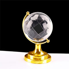 Crystal Globe With Golden Stand For Positive Energy, Vastu Remedy For Prosperity, Office, Home, Study Table Ornament, For Kids, Students & Adults Learning - 60mm Medium, Pack Of 1