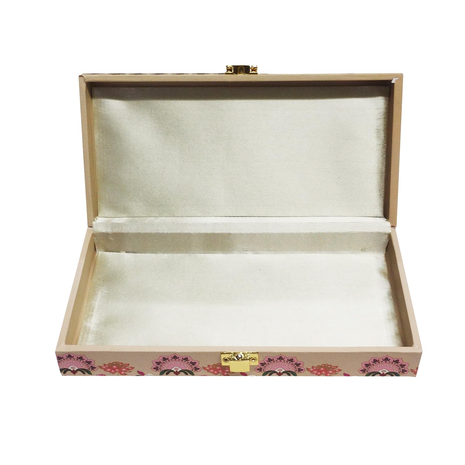 Gold Plated Velvet Touch Mgi Floral Decorative Box, Wedding Fancy Shagun Cash Box, Jewellery Box, Money Box, Gaddi Box, Colour - Multicolour, Pack Of 3