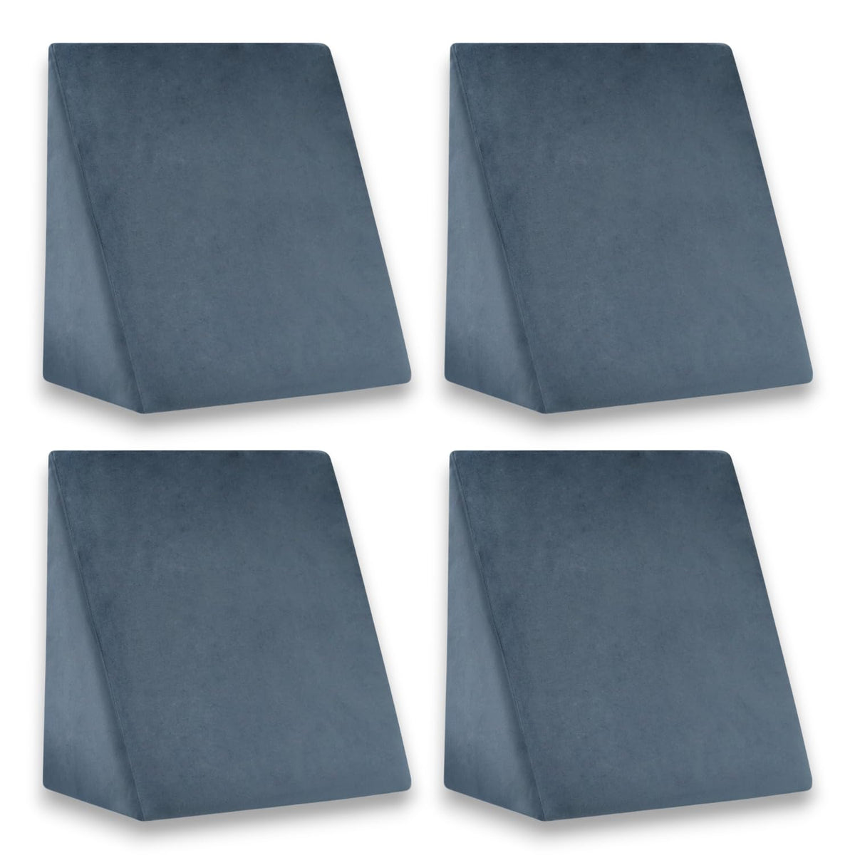 Wedge Pillow, Memory Foam & High Resilience Foam, Bed Wedge Pillow, Grey - Standard Size | For Back Support, Acid Reflux, Multi-Purpose Usage | Lightweight, Removable Cover - Pack Of 4