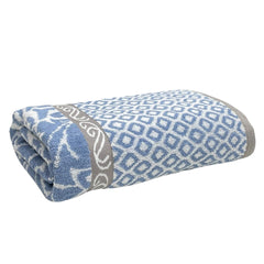Stamio Cotton Bath Towel 550 Gsm | Extra Soft & Absorbent Large Full Size Towels For Bathing, Home, Sports, Salon, Hotel Use | Jacquard Border (Light Blue)