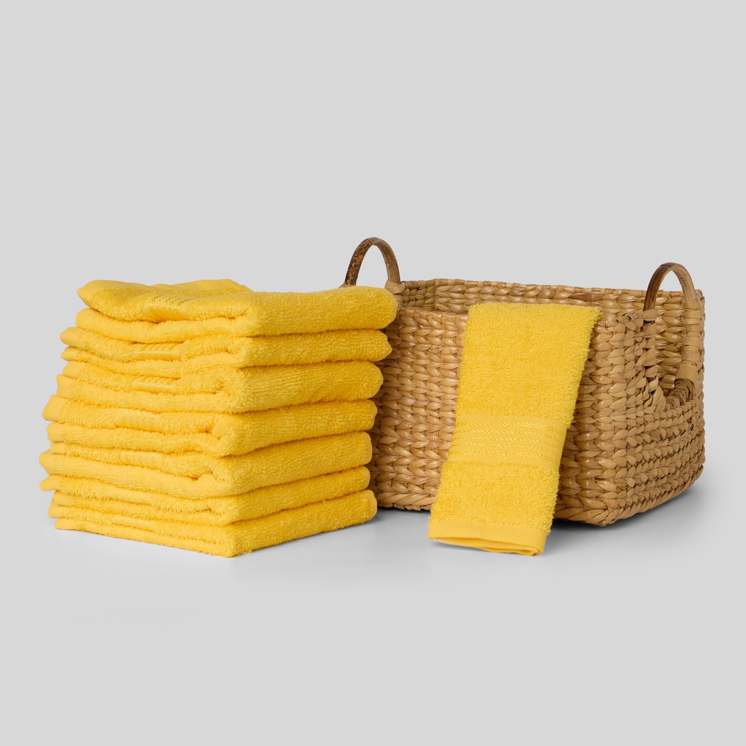 Kopa By Bianca 100% Cotton Soft Terry Face Towel 400 Gsm (Yellow) -Pack Of 8