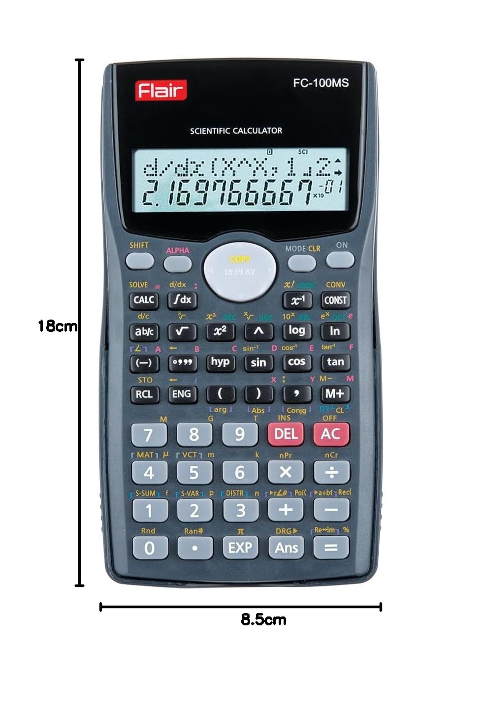Flair FC-100MS Desktop Scientific Calculator | LCD Screen Display With Easy To See | New Additional Features With Data Editor & Soft Keys | Ideal For Use Student & Financial Work | Black