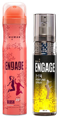 Engage M4 Perfume Spray For Men 120ml 4 Fl.oz. & Engage Blush Bodylicious Deo Spray For Women 150ml 5 Fl.oz.