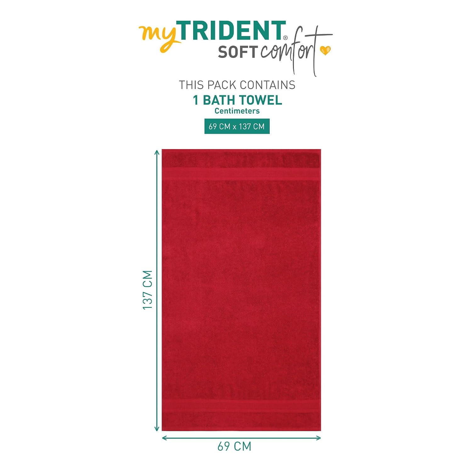Trident Soft Comfort Air Rich 100% Cotton Bath Towels 500 Gsm | Large Size Bathroom Towels For Men/Women (Crimson)