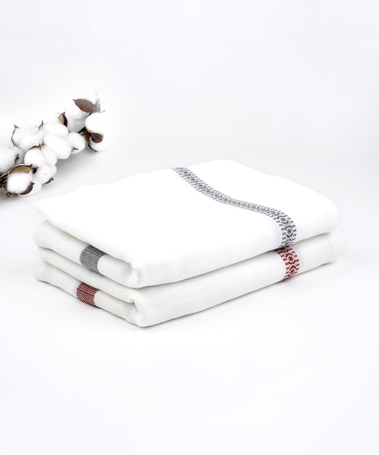 Thirsty Towel By Doctor Towels 600 Gsm | Double Cloth Cotton Bath Towel Quick Dry, Super Soft, High Absorbent | Red - Grey (Pack Of 2)