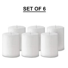 WHITE PILLAR CANDLES 4 INCH | PERFECT FOR CELEBRATION &DAILY USE CANDLE SET OF 6