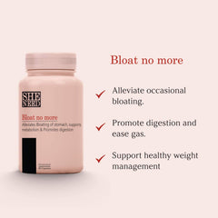 Sheneed Bloat No More - Digestive Supplement With Herbal Essential For Bloating, Improves Digestion, Constipation Relief, Bloating & Acidity, Improve Digestive Health | 60 Capsules, 100gm 0.2lbs