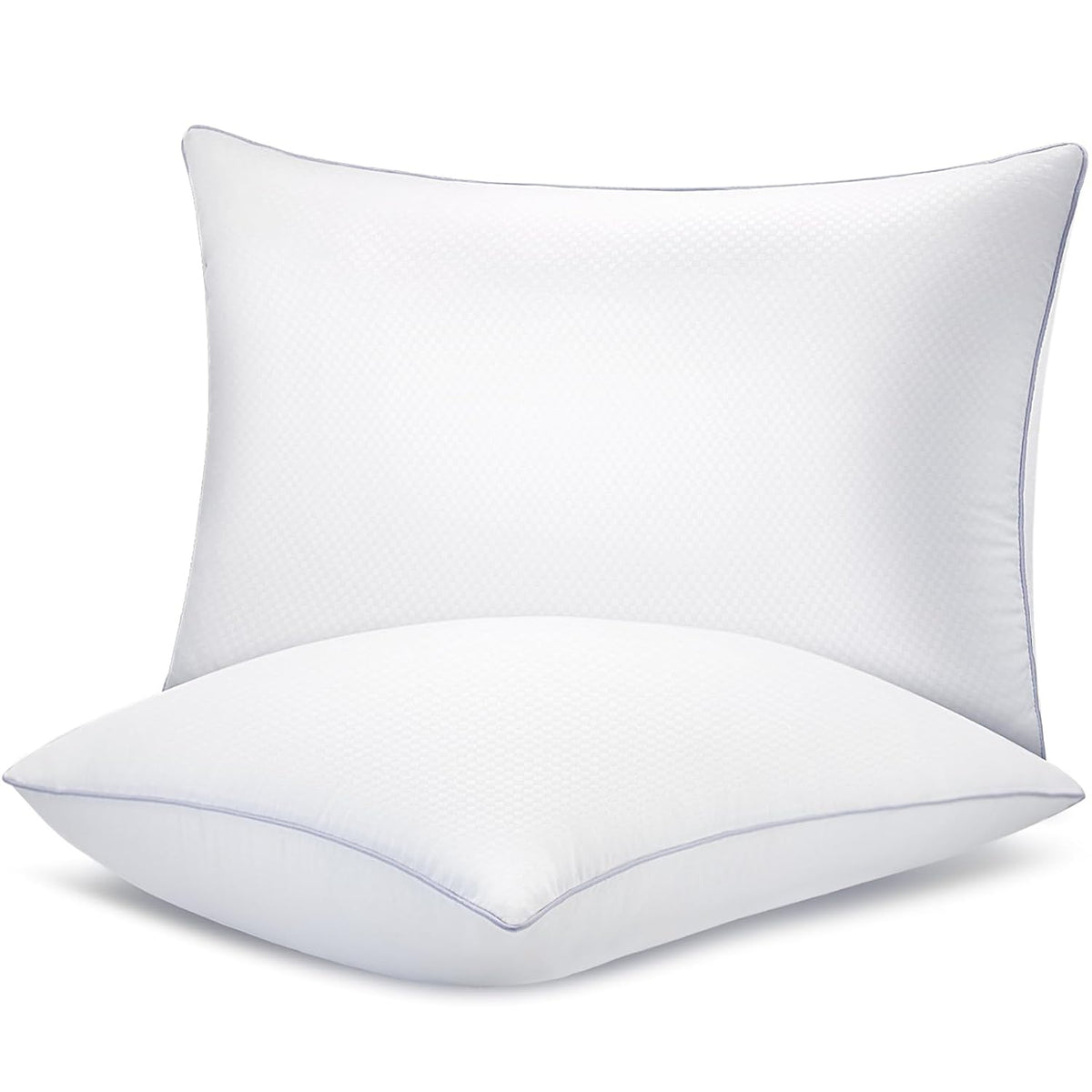 Bed Pillows For Sleeping, Queen Size Pillows, Down Alternative Filling, White | Pillow For Back, Stomach & Side Sleepers Grey, Comfortable-Durable | Luxury Fabric, Machine Washable - Set Of 2