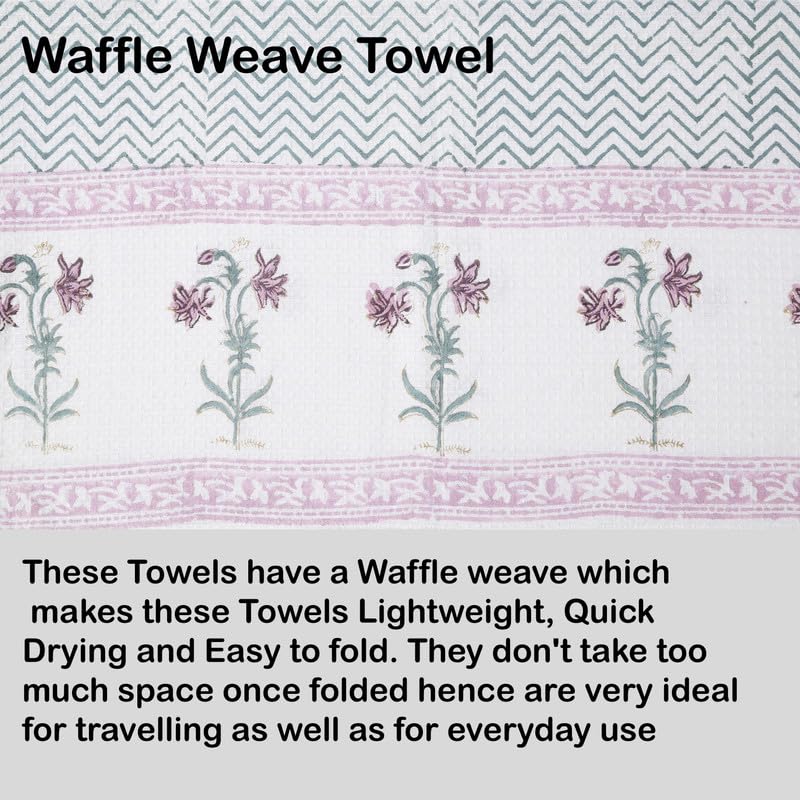 Texstylers 100% Cotton Waffle Weave Bath Towel 900 Gsm | Soft, Quick Dry, Lightweight & Absorbent Large Size Spa Towel For Bathroom, Gym, Travel (Grey Chevron) -Pack Of 3