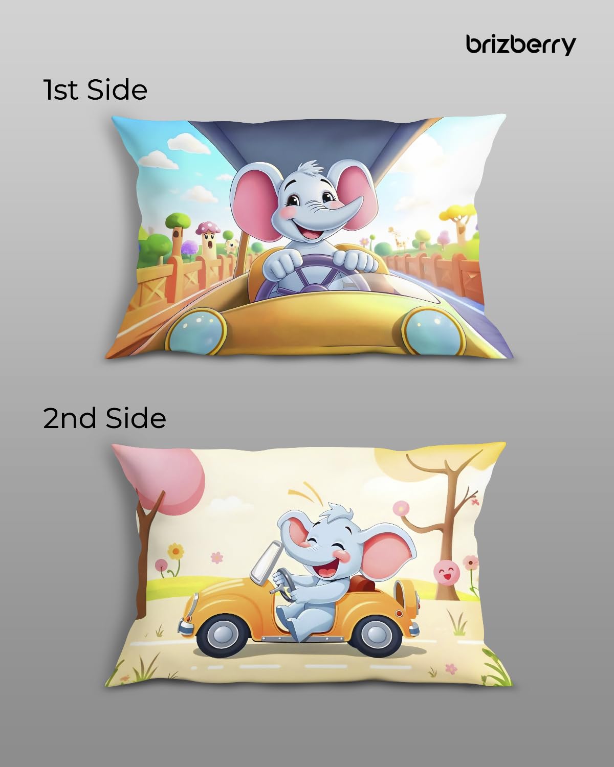 Kids Pillow Cushion With Super Soft Fabric Pillow - 12 X18 Inches | Animal & Cartoon Prints, Soft Pillow, Dual Sided Design | Multi-Purpose, Durable & Easy Care, Made In India - Design 21