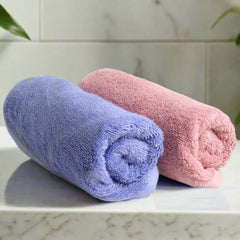 Heelium Bamboo Hand Towel 600 Gsm | Ultra Absorbent & Anti-Bacterial 3x Softer Than Cotton Towels | Pack Of 2 - Peach, Iris