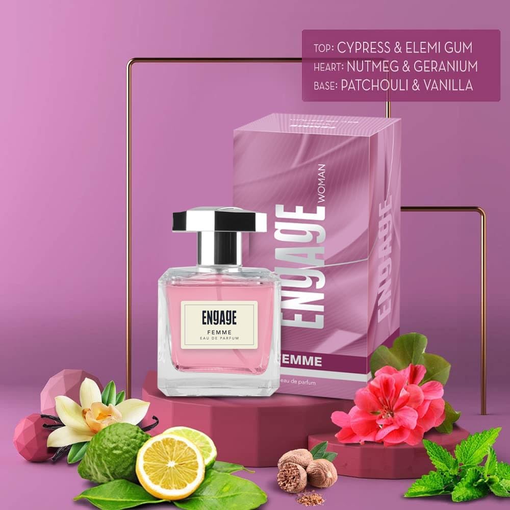 Engage Moments Luxury Femme Eau De Parfum 100ml 3.4 Fl.oz. Gift For Women | Floral & Fruity Long Lasting Fragrance | Birthday Gift