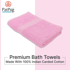 PatPug 100% Indian Ultra Soft Cotton Towel 380 Gsm | Highly Absorbent, Fade Resistant Large Bath Towel (Sweet Pink)
