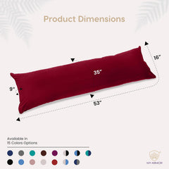 Microfiber Body Side Pillow For Sleeping For Pregnancy, Maroon - 53 X 16 Inch | Long Cuddle Pillow For Hugging, Relaxing, Washable, Premium Velvet Outer Cover, Total Body Support