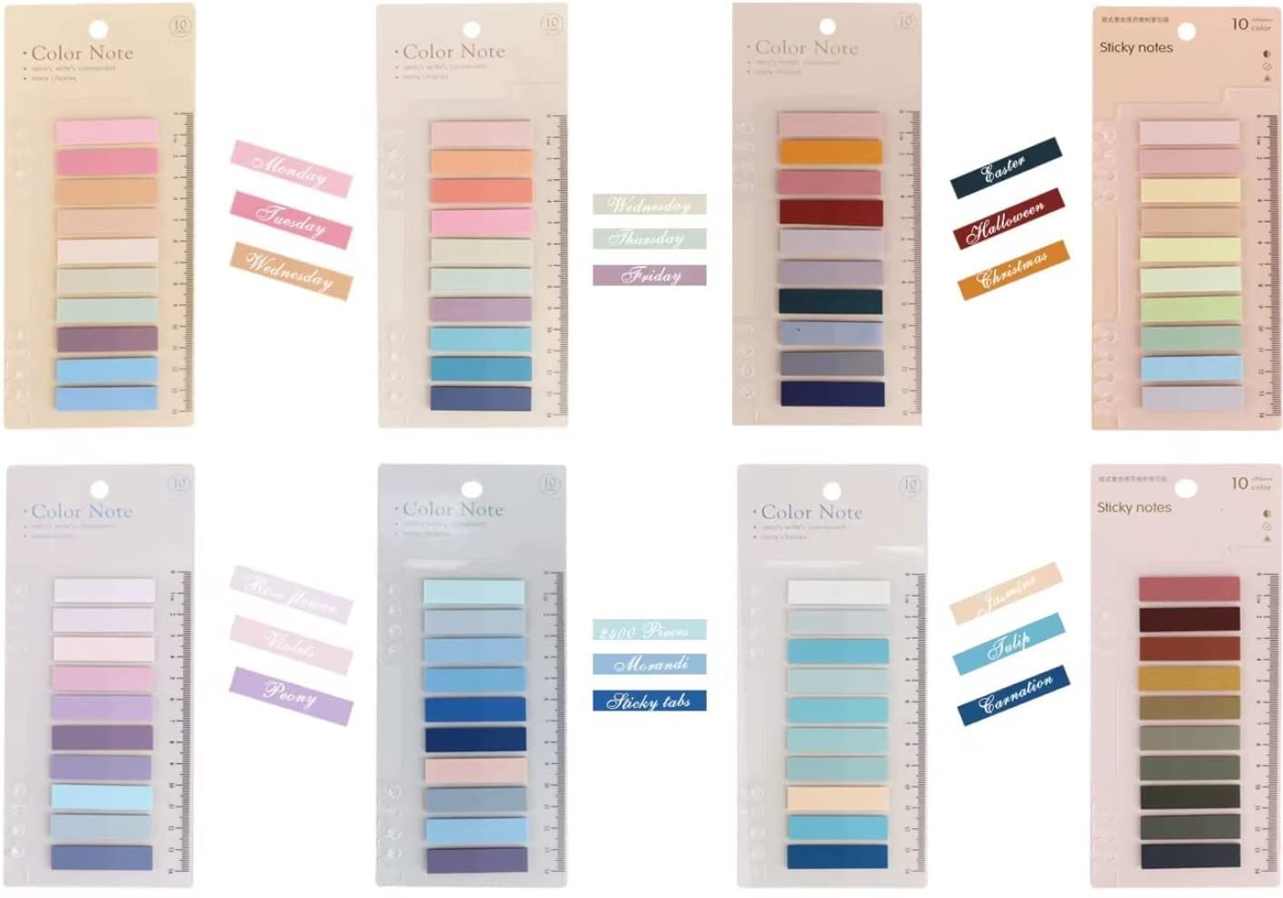 Transparent Sticky Notes Tabs, Index Sticky Tabs, 30 Colors Book Tabs, Multicolor - 3 Sheets