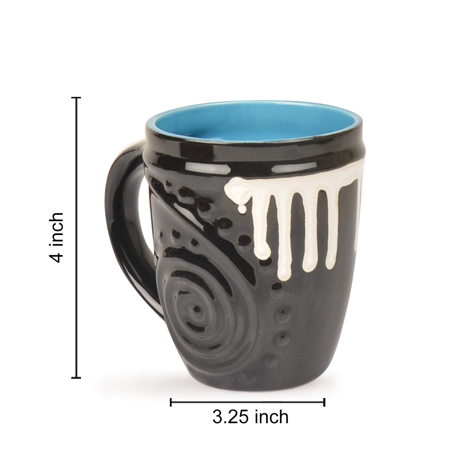 Black Ceramic Coffee Mugs Set Of 2 - 300ml Each | Milk Mug - Coffee Cups & Mugs