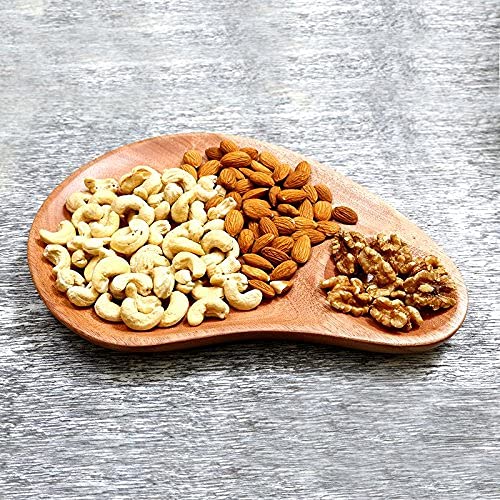 Brown Neem Wood Serving Platter For Serving Fruits | Vegetable Platter, Cookies, Chocolates, Cereals, Snacks, Salad, Dry Fruits, Chips - 28cm - Mango Shaped Platter