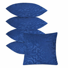 Microfiber Square Pillow Cushion For Sofa & Bed, Navy Blue - 24 X 24 Inch | Soft, Fluffy For Comfort & Back Support | Breathable, Washable | Premium Velvet Outer Cover With Zip - Set Of 5