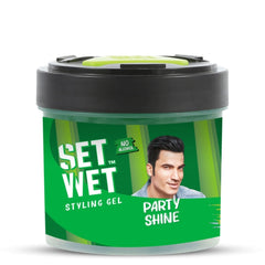 Set Wet Styling Hair Gel For Men | Party Shine 250gm 8.8 Oz. | Strong Hold , High Shine | For Short To Medium Hair | No Alcohol , No Sulphate