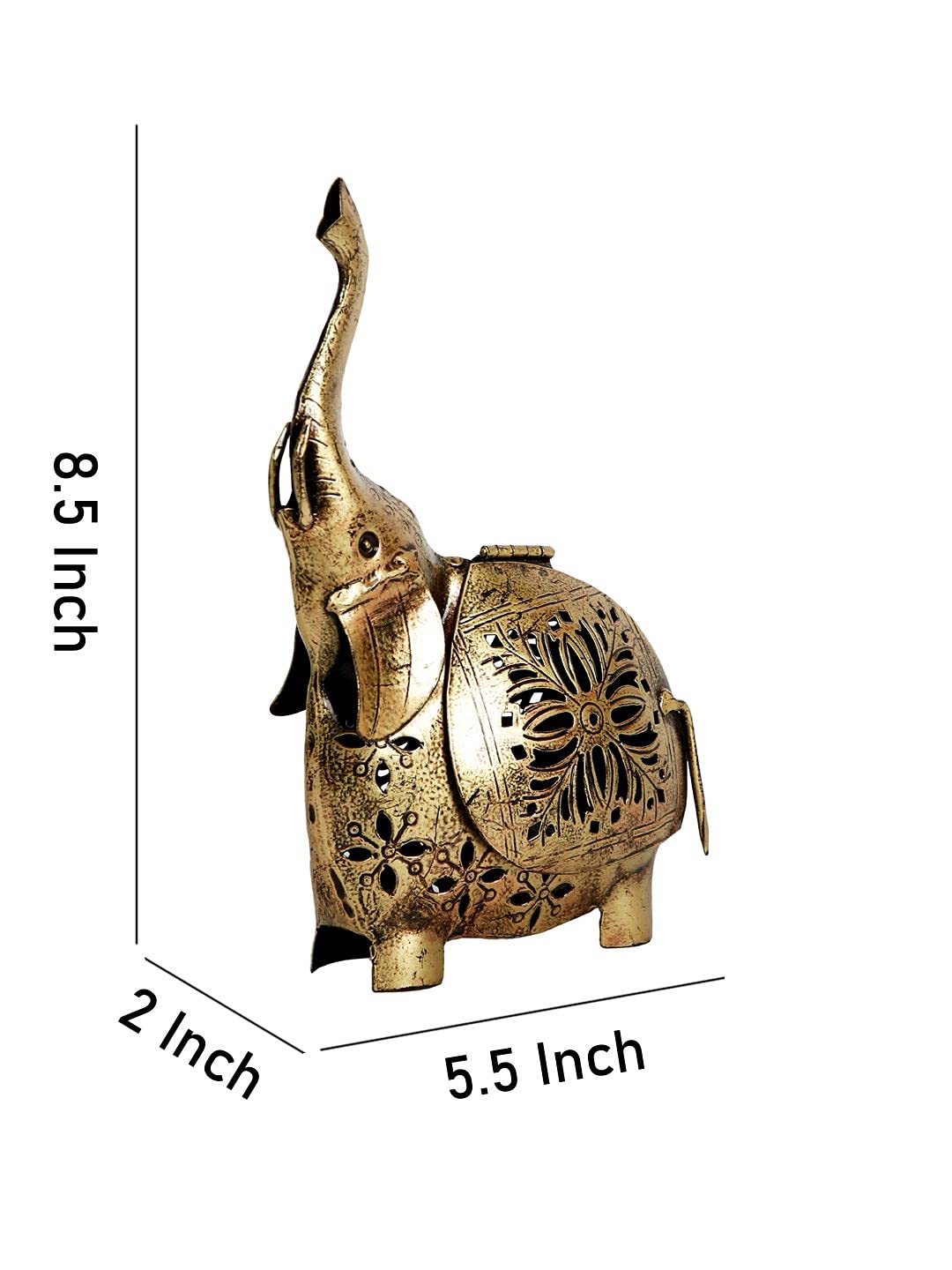 ELEPHANT SHOWPIECE STATUE IRON TEA LIGHT CANDLE HOLDER LANTERN STAND CANDLE