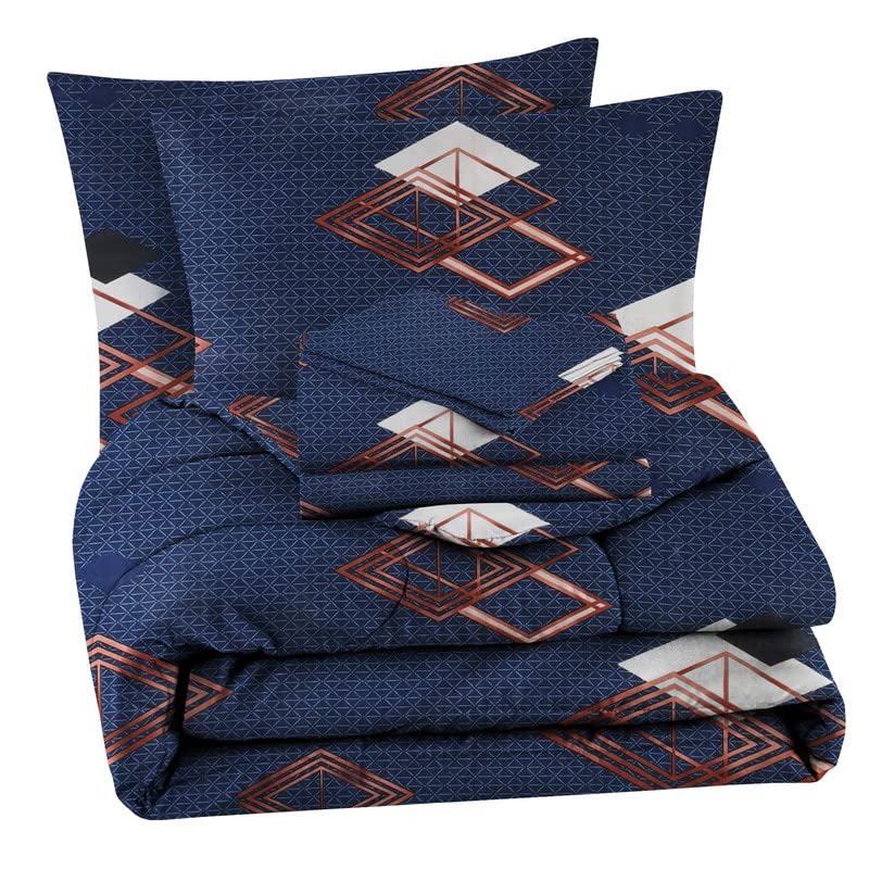 Cotton AC Comforter Set King Size Double Bedsheet With & Two King Pillow Covers - 90 X 100 Inches, Dark Blue | Ideal For House, Hotel, Guest Room