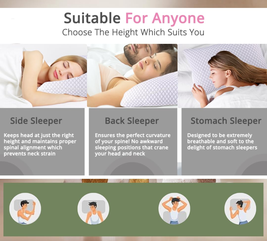Orthopedic Memory Foam Pillow, Neck Support, White & Grey - 24 X 16 X 4 Inches | Cervical Pillow Shoulder Support For Side & Back Sleepers | Hypoallergenic, Removable, Washable Cover - Piece