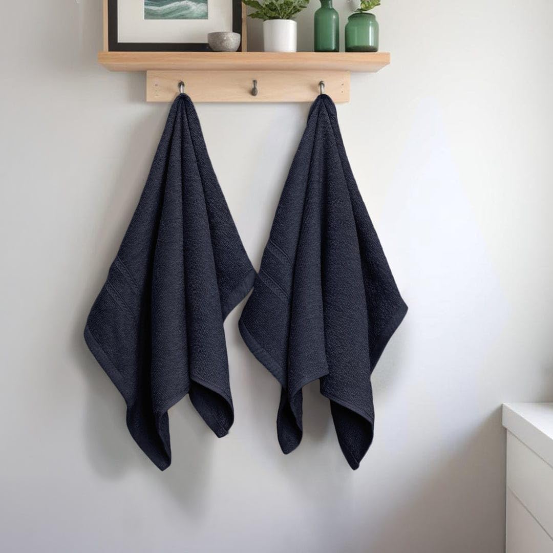 Troveo Super Soft Cotton Hand Towels 400 Gsm | Super Absorbent Multipurpose Hand Towel For Home Gym Workout Traveling Running & Kitchen (Blue) - Pack Of 2