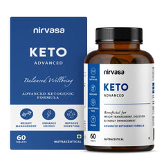 Nirvasa Keto Advanced Tablets For Men & Women With Garcinia Cambogia & Green Coffee Extract Gluten - Free Keto Tablets For Weight Management, Elevating Energy | 60 Tablets 100gm 0.2lbs