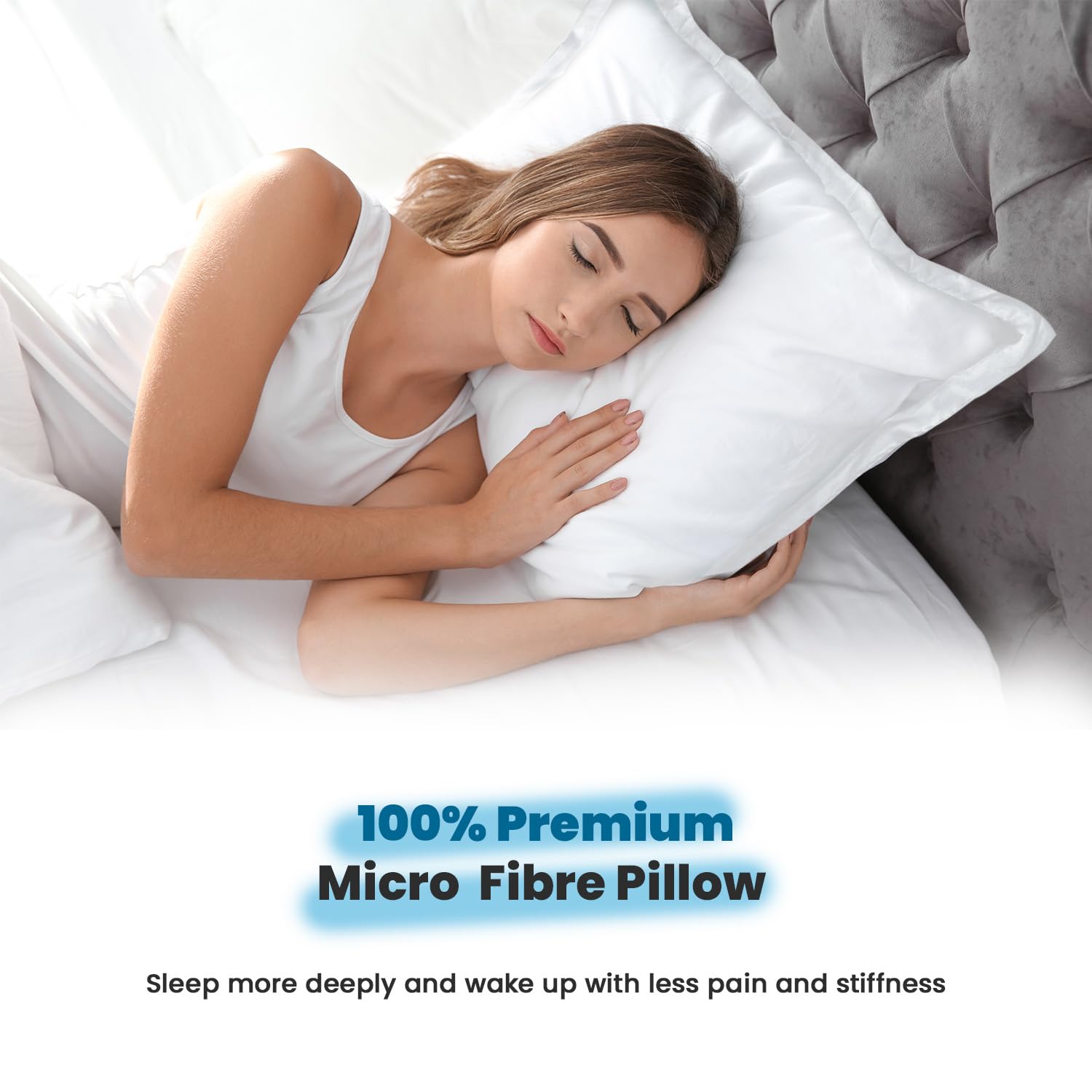 Microfiber Bed Pillow, Ultra Soft Bed Pillows For Side, Front & Back Sleepers - 60.96 L X 40.64 W X 12.7 H | Hotel Flange Pillows For Sleeping - White, Luxurious Pillow For Bed - Set Of 1