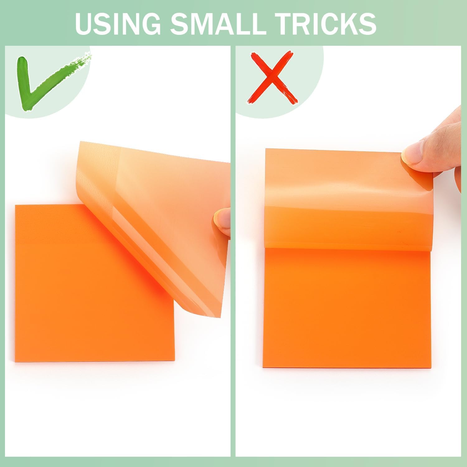 50 Sheets Transparent Sticky Notes | Self Sticky Notes Waterproof Pet Markers | (1 Pad, Orange)