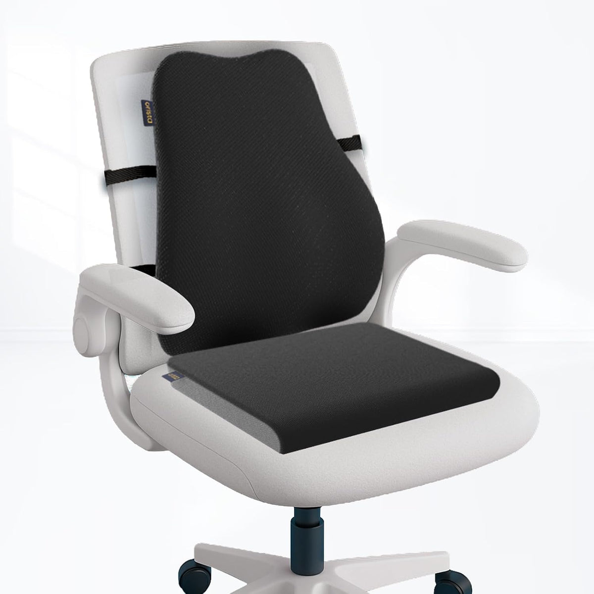Comfort Cloud Seat Cushion & Full Length Back Support Combo, Home Chair Pillow, Black | High-Density Memory Foam, Ergonomic Tailbone Pillow, Relieves Back, Coccyx Pain, Long Sitting On Office