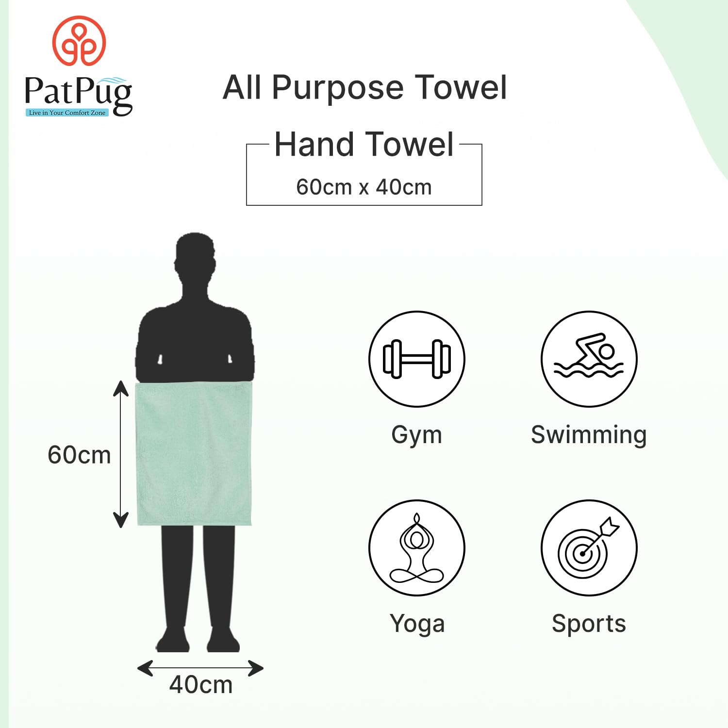 Patpug Ultra Soft Microfiber Hand Towel 400 | Comfortable, Fade Resistant, Highly Absorbent, Quick Drying Towel (Light Green) - 2 Piece