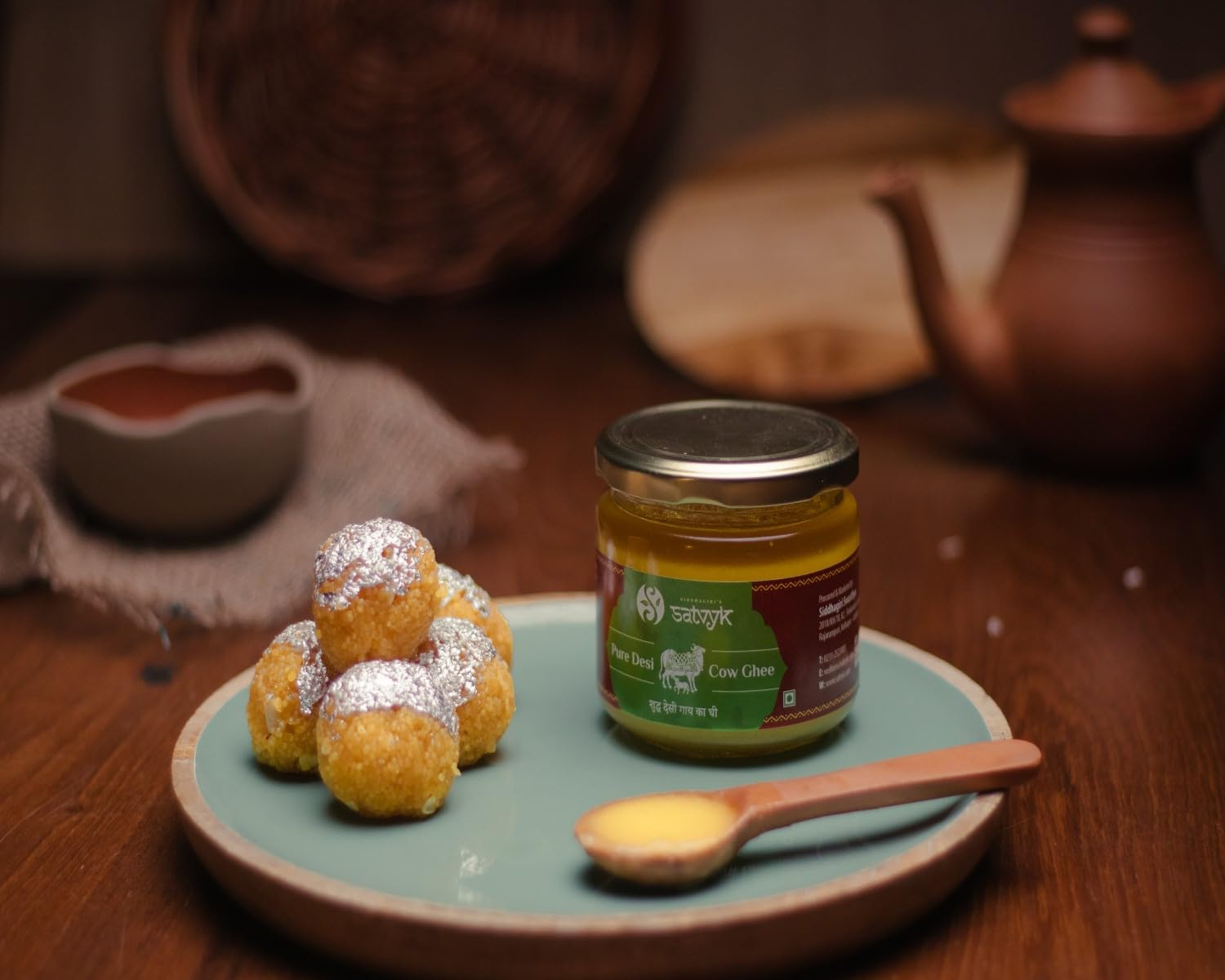 Natural A2 Desi Cow Ghee By S Siddhagiri'S Satvyk | Natural & Healthy Bilona Method Desi Cow Ghee Perfect For Halwa | 1 Litre (500ml * 2) 33.8 Ounce | Jar Pack