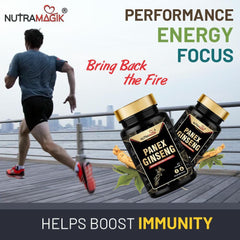 Nutramagik Panax Ginseng, Boosts Immunity Supplement For Men & Women 400mg | 60 Vegetable Capsules 100gm 0.2lbs