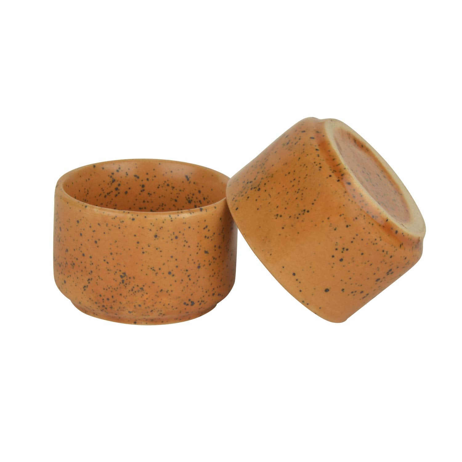 Hand Glazed Ceramic Dip Bowls Set Of 2 - 60ml Each, Harvest Gold | Chutney Bowls, Ketchup Bowls - Pickle Serving Bowls