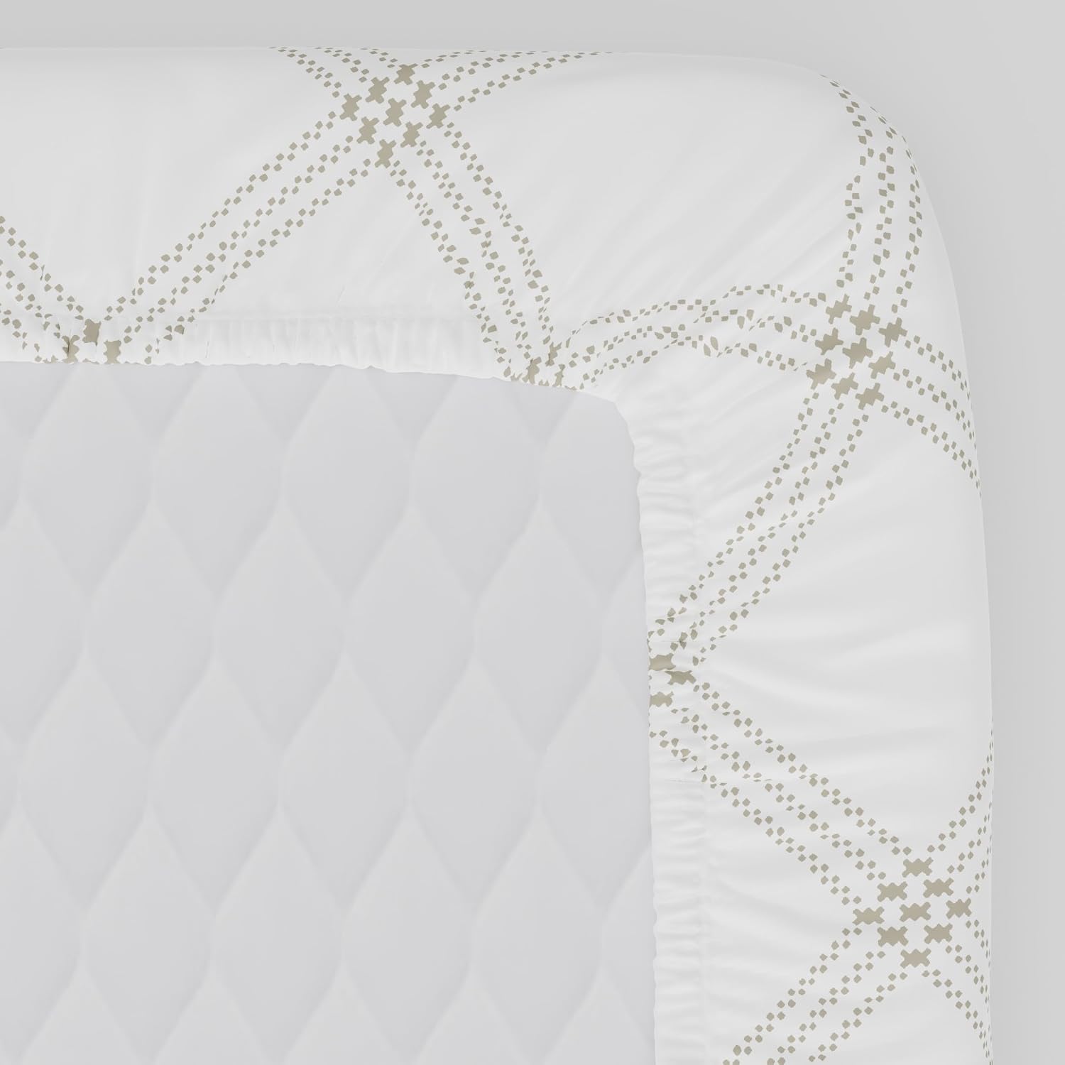Fitted 1 Single Size Bedsheet With 1 Pillow Cover - Size 36 X 78 Inches, White & Beige | Luxury Soft Sheet, Lightweight & Breathable Bedsheet