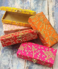 Decorative & Attractive Box Cash Box, Shagun Box, Jewellery Box, Money Box Envelop Wedding, Gift Box, Bangel Box With Embroidery Design Pack Of 1, Colour - Orange