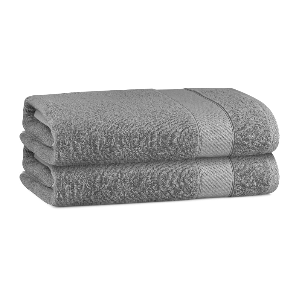 Himeya Bamboo Bath Towels 800 Gsm | Large Soft & Highly Absorbent, Eco-Friendly Design For Ultimate Comfort & Quick Drying -Steel Grey (Pack Of 2)