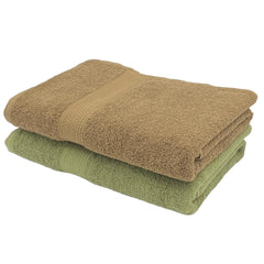 Patpug 100% Indian Ultra Soft Cotton 500 Gsm Highly Absorbent, Fade Resistant, Quick Drying Large Bath Towel (Sepia Brown & Olive Green)
