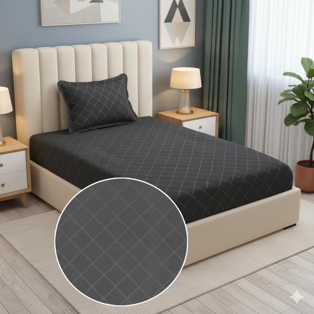Soft Microfiber Single Bedsheet With 1 Pillow Covers - 60 X 90 Inches, Grey | Wrinkle Free Design & Easy To Wash | Refreshing Your Bedroom Look