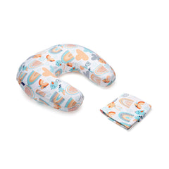 Nursing Pillow With Cape For Breastfeeding & Baby Care, Feeding Pillow, Mix Color | Feeding Pillow With 100% Cotton Removable Cover | Super Soft & Machine Washable, Comfortable Pillow
