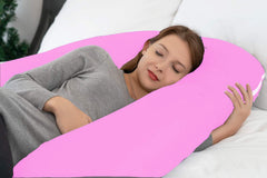 Premium Multipurpose Microfiber Pregnancy Pillow For Pregnant Women - Baby Pink | 100% Cotton, Zippered Cover, Lightweight, Removable Cover, Full Body Pillow, Soft Pillow - Pack Of 1