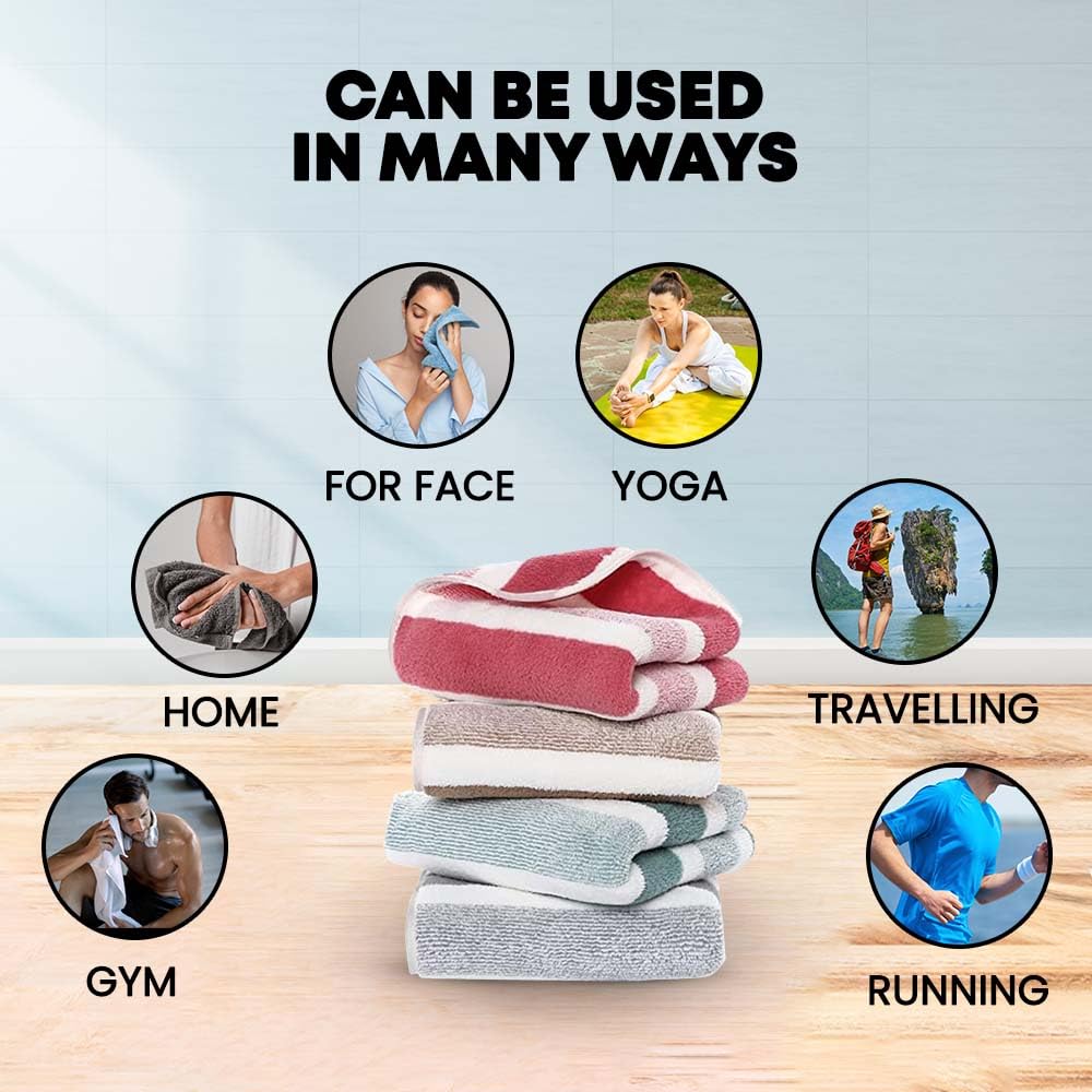 Maxoshine Hand Towel 200 Gsm | Super Soft Quick Dry Microfiber Face Towel For Women Men-Hanging Loop Napkins | Red & Grey (Set Of 2)