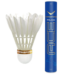 Transform Falcon VT- Ace Badminton Feather Shuttlecock , Speed 77 | White , Pack Of 12